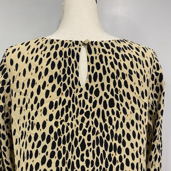 J. Crew 6 Tan Black Leopard Cheetah Print Long Sleeve Pockets Slip Shift Dress* - Picture 9 of 16